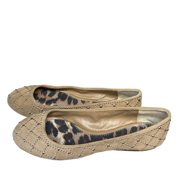 Gianni Bini Tan & Gold Studded Slipper Flats Loafers, Size 7M - Picture 2 of 5
